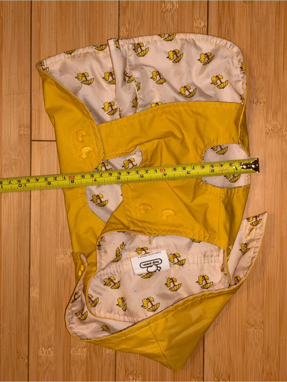 Top Paw Rubber Ducky Rain Coat, Missing 1 Duck Button, Sz S